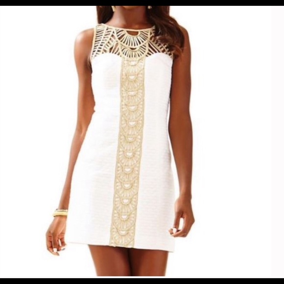lilly pulitzer white and gold dress